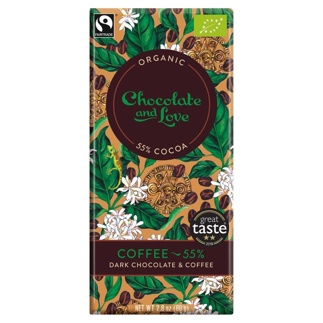 Chocolate and Love Fairtrade Organic Coffee 55% Dark Chocolate - 80g