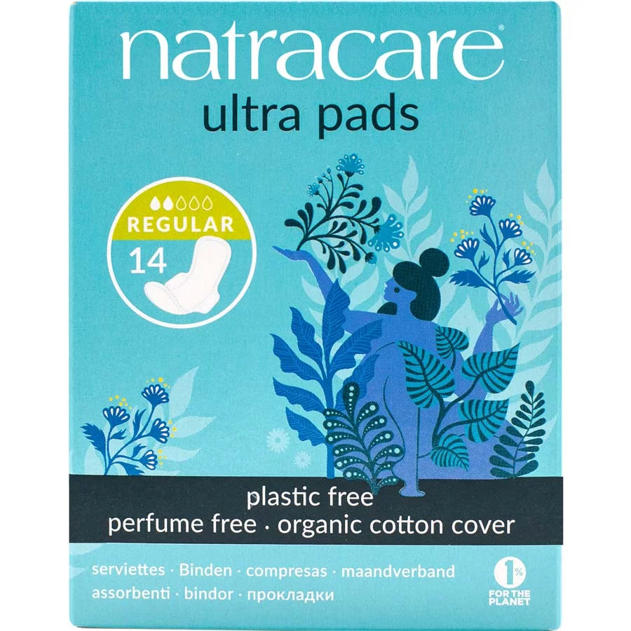 Natracare Organic Cotton Ultra Pads Regular with wings - Pack of 14