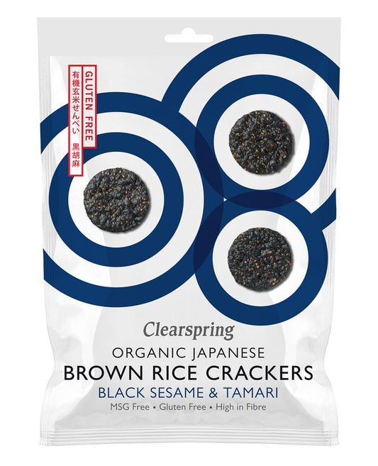 Clearspring Organic Brown Rice Crackers Black Sesame - 40g