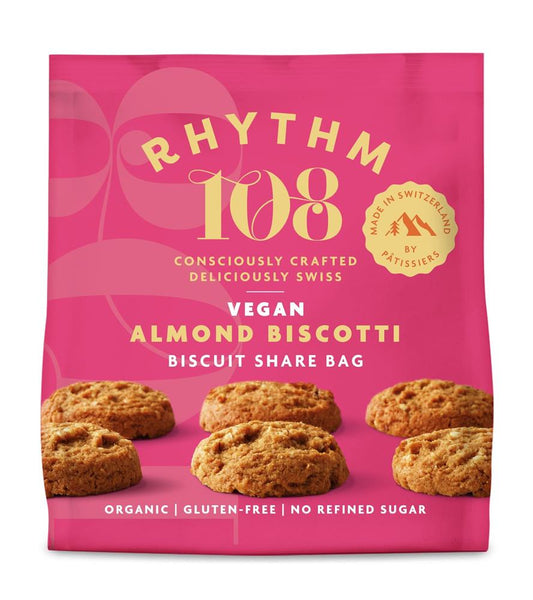 Rhythm 108 Organic & Gluten-Free Almond Biscotti Tea Biscuit Share Bag - 135g