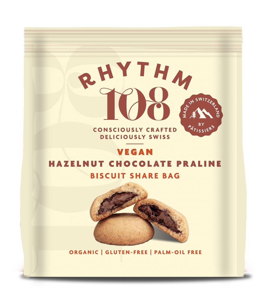 Rhythm 108 Organic & Gluten-Free Hazelnut Chocolate Praline Biscuit Share Bag - 135g