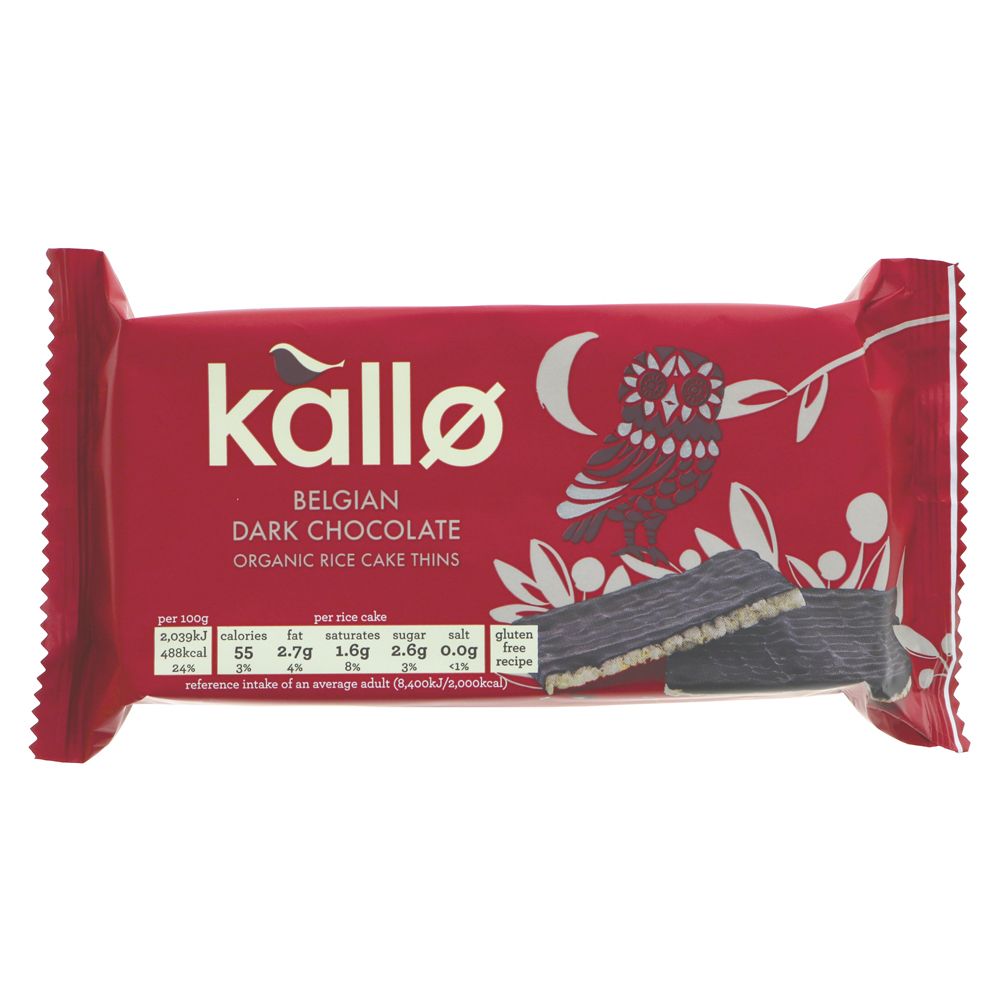 Kallo Organic Thin Slice Dark Chocolate Rice Cakes - 90g